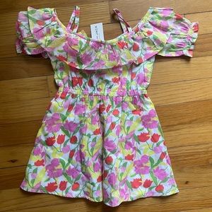 NWT 2T Janie & Jack Tickle Me Pink Floral cold shoulder dress